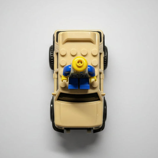 Top beige lego bil flexi-trax